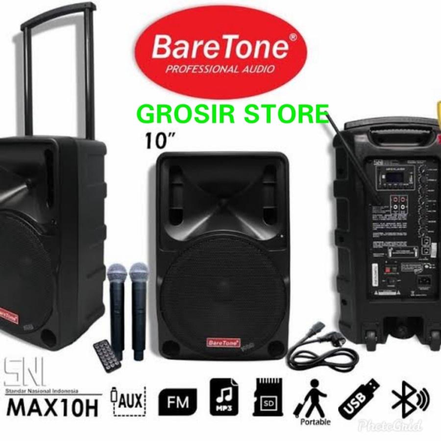 Speaker Portable Wireless Baretone MAX10H 10Inch Original