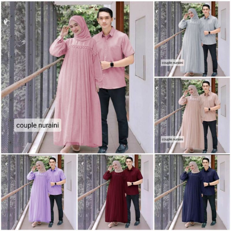 ELDE 12 - Couple Nuraini Maxi zoya Dress TILE KELILING Gamis pesta Maxi nuraini renda krancang Kemej