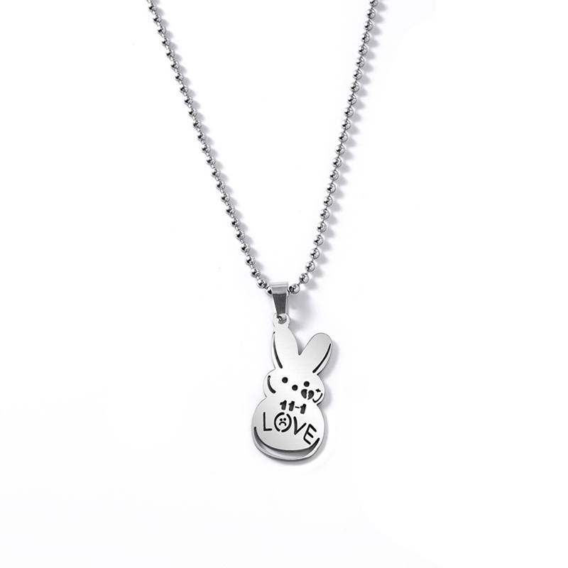 Kalung Rantai Klavikula Liontin Kelinci Ruffian Bahan Stainless Steel Untuk Pria Dan Wanita