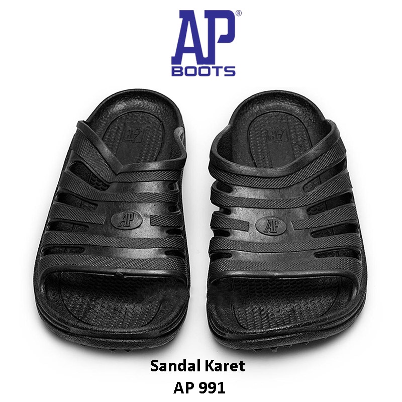 Sandal Karet AP Boots AP 991 Hitam Ap Boot Sendal Kasual Jalan