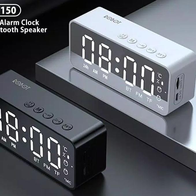 Speaker Bluetooth Robot RB150 Portable Wireless Bass Mini Stereo - LED Display Alarm With FM Radio