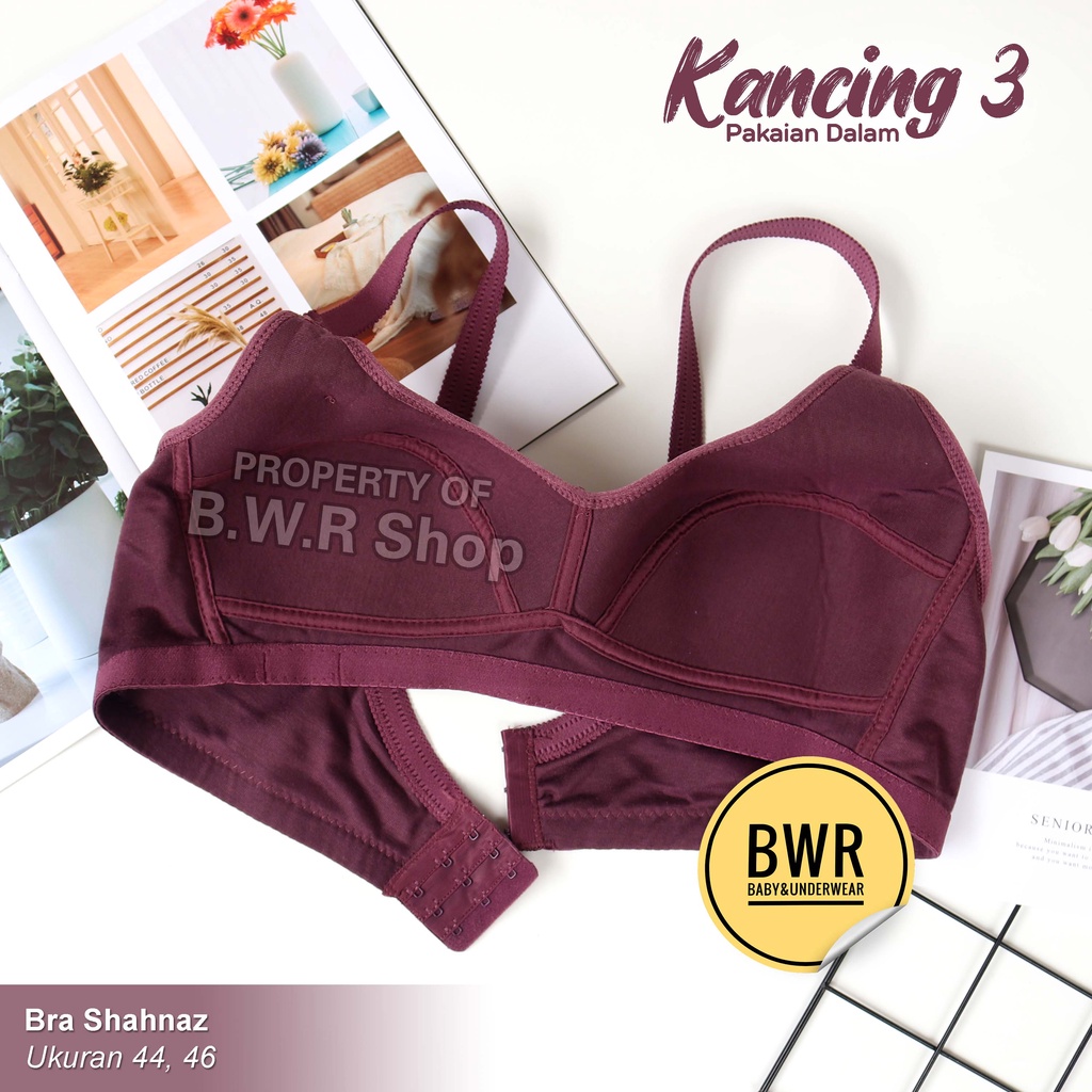 Bra Sport Shahnaz KANCING 3 / Bra Tanpa Busa Tanpa Kawat Cup Besar Sister 44 46 - Bwr