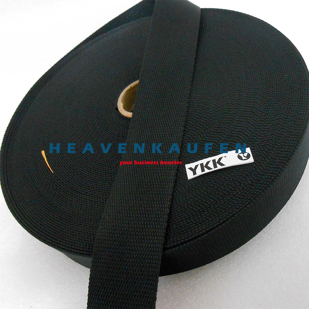 Webbing Tas YKK Lebar 3,8 cm Polyester Warna Hitam Harga Per Meter