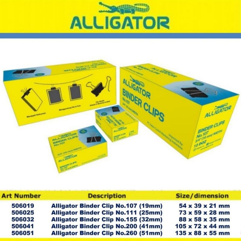 

ALLIGATOR - Binder Clip (Box)