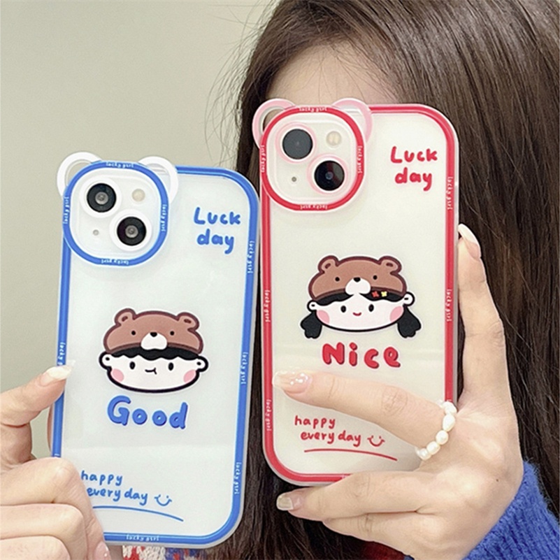 Soft Case Silikon Motif Kartun Beruang Untuk iPhone 13 12 11 Pro Max X Xr Xs Max SE 2020 8 7 6 6s Plus