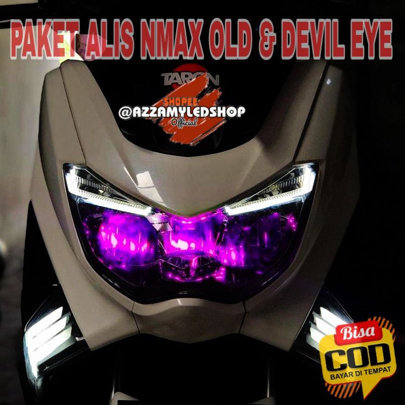 Paket lampu motor DRL alis lampu alis nmax old Yamaha nmax free demon eye devil eye kualitas grade A super terang