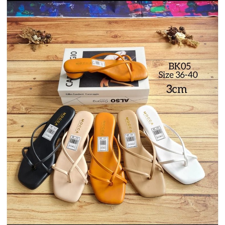 ABBUSHOES Bk 05 hak telor jepit silang andini 3cm