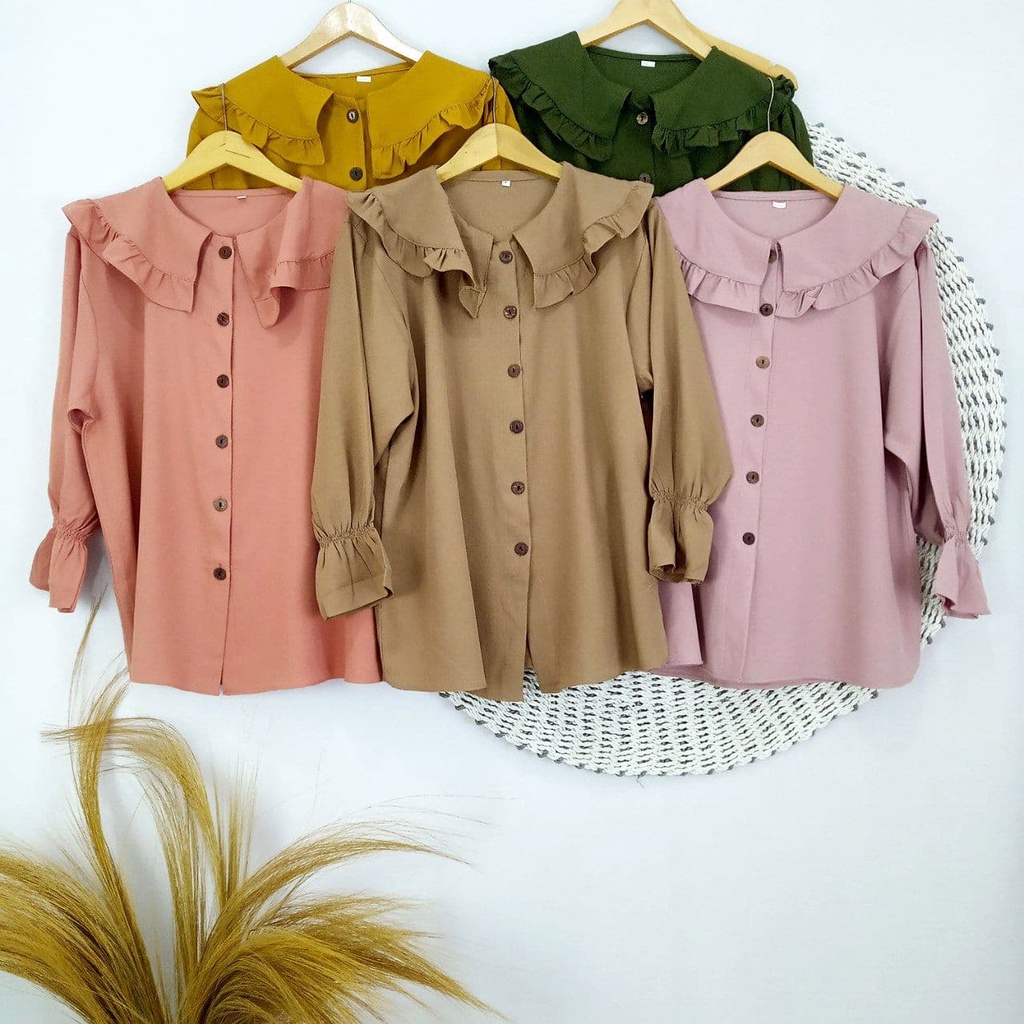 BIANKA BLOUSE  ATASAN JUMBO BIG SIZE OVERSIZE LD 120 130 140 150 BAHAN ITY CREPE (COD)