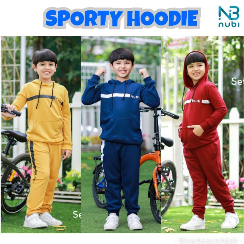 Sporty Hoodie Nubi/baju setelan olahraga anak laki-laki 2-14tahun ori Nubintang
