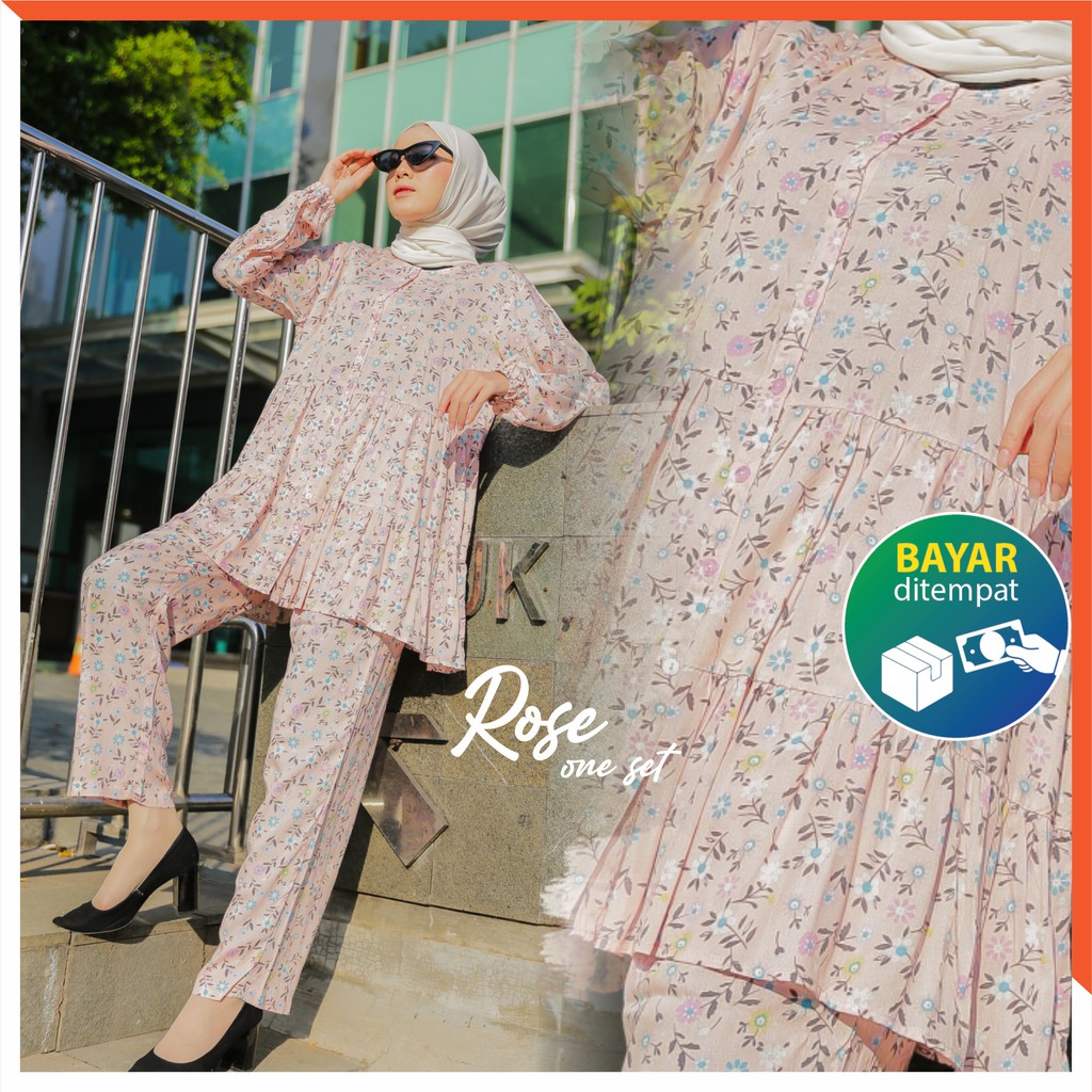 Daily Rose One Set Piyama Pajamas Katun Rayon Motif Baju Tidur All Size Murah