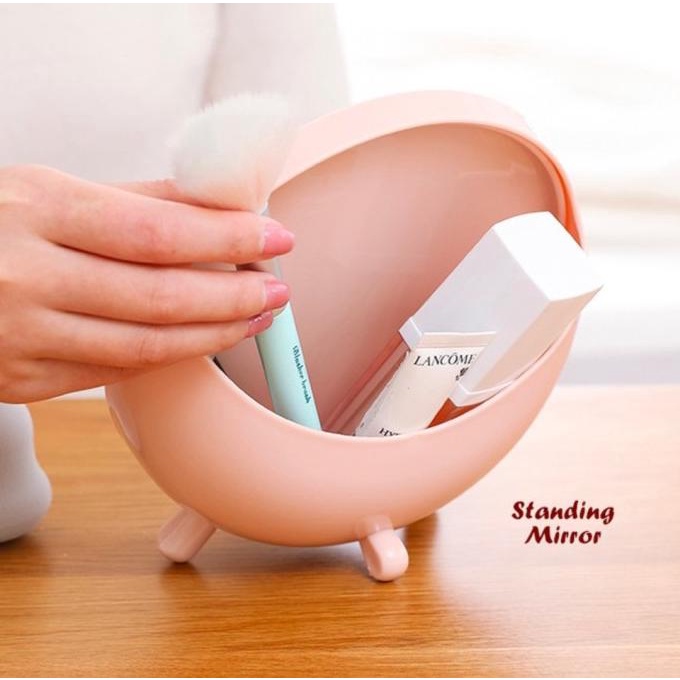 2 in 1 Standing Mirror / Cermin Kaca Make Up Rak Kosmetik / Praktis