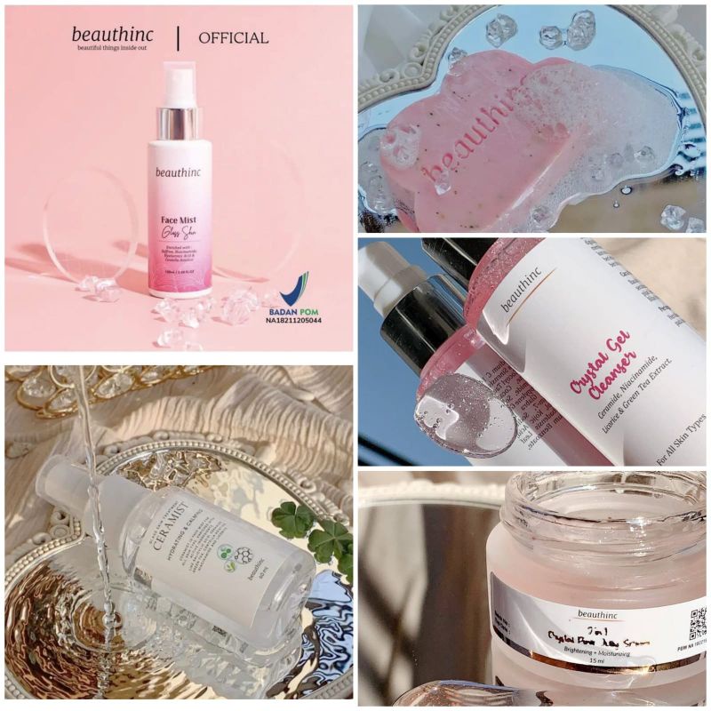 beauthinc face mist, crystal jelly, facial wash, sabun