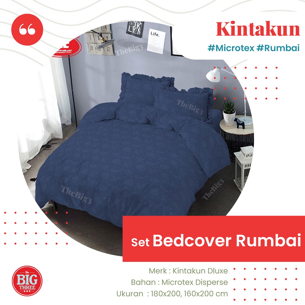 KINTAKUN Bedcover + Sprei Rumbai 180x200 / 160X200 Embos White Violet Brown Blue - Polos Emboss BC