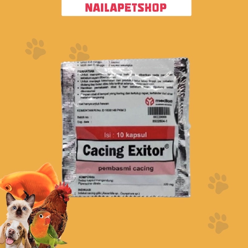 CACING EXITOR OBAT CACING MERPATI DAN AYAM ISI 10 KAPSUL