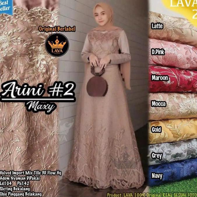 PROMO SPESIAL Gamis terbaru brukat jumbo LD #120 AURA GOWN VELVET DRESS BROKAT TILE - Nude, L