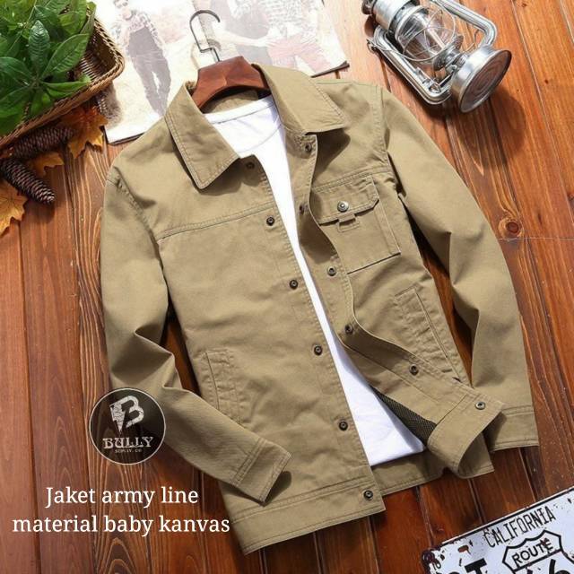 PREMIUM ORIGINAL(REALPIC) JAKET ARMY POLOS KANVAS DISTRO PRIA  TERBARU