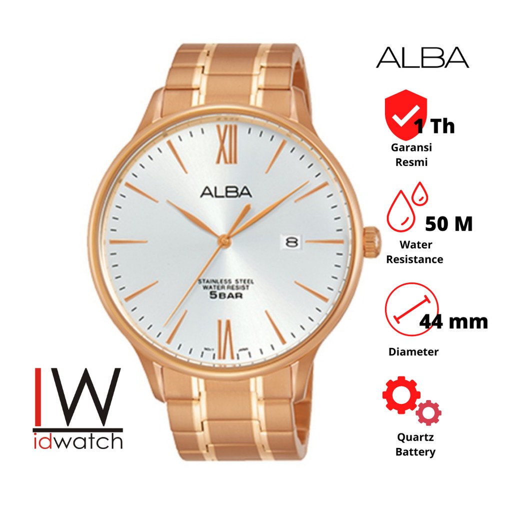 Alba Man AS9E04X1 Jam Tangan Pria Original AS9E04 Cowok Klasik Strap Rantai Stainless