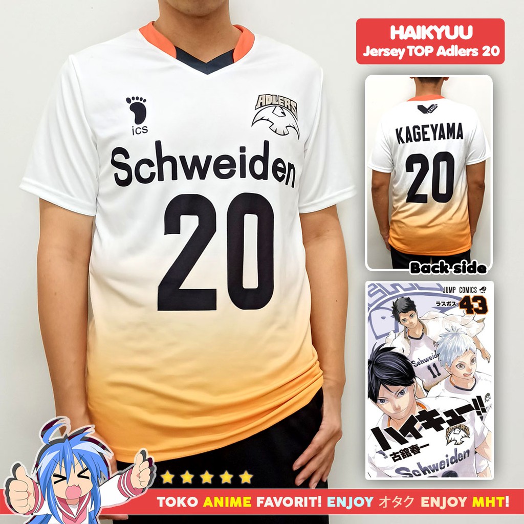 Kostum Anime Cosplay Haikyuu Kaos Atasan Jersey Schweiden Adlers