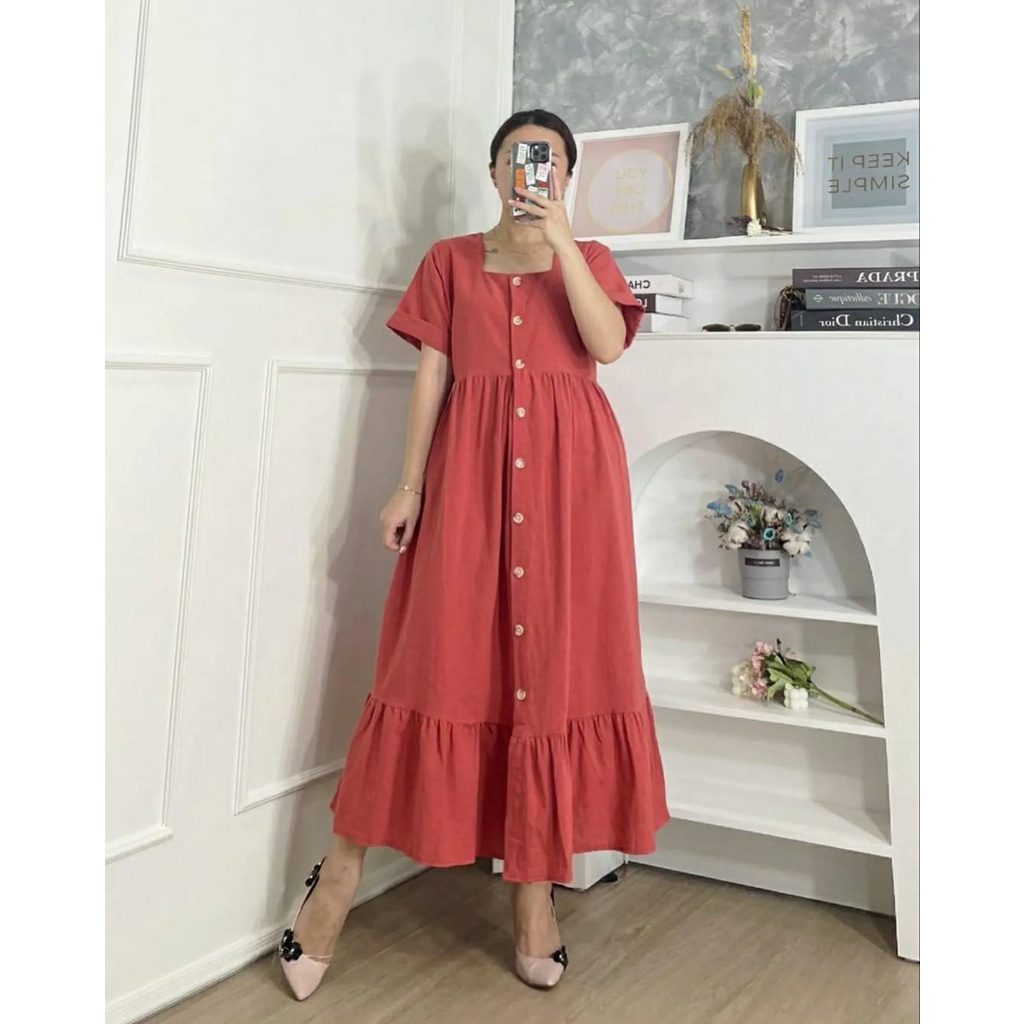 BAHAN RAYON PREMIUM || JEDI MIDI DRESS || S M L XL XXL XXXL 5L