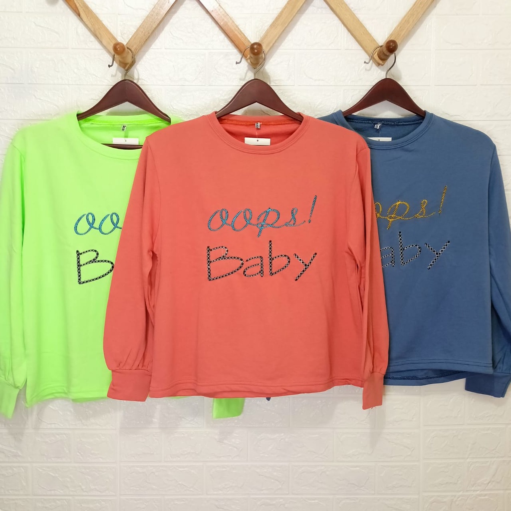 Kaos Baju Lengan Panjang Wanita Misoka OOPS 3