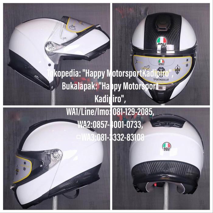 HELM AGV CARBON SPORT MODULAR ORI ITALY DOT DUAL VISOR CARBON WHITE