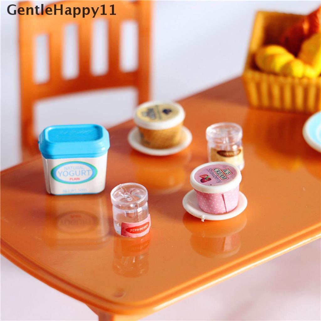 Gentlehappy 7Pcs / Set Mainan Miniatur Yogurt / Es Krim Untuk Aksesoris Dapur Rumah Boneka