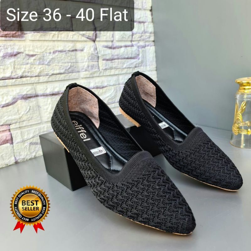Sepatu Wanita Flat Shoes Rajut eiffel
