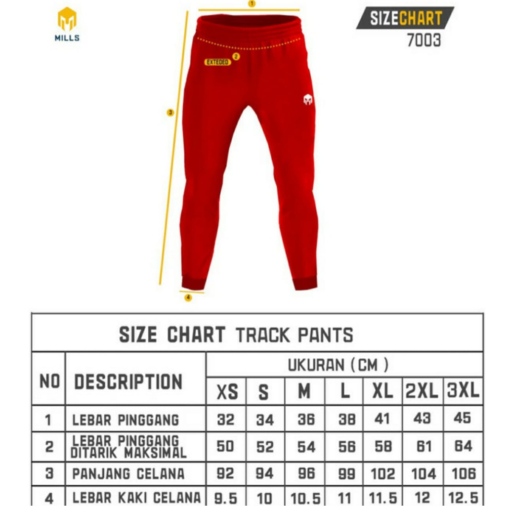 CELANA TRACK PANJANG MILLS 7003GR TRACK PANTS PANTS ORIGINAL RED