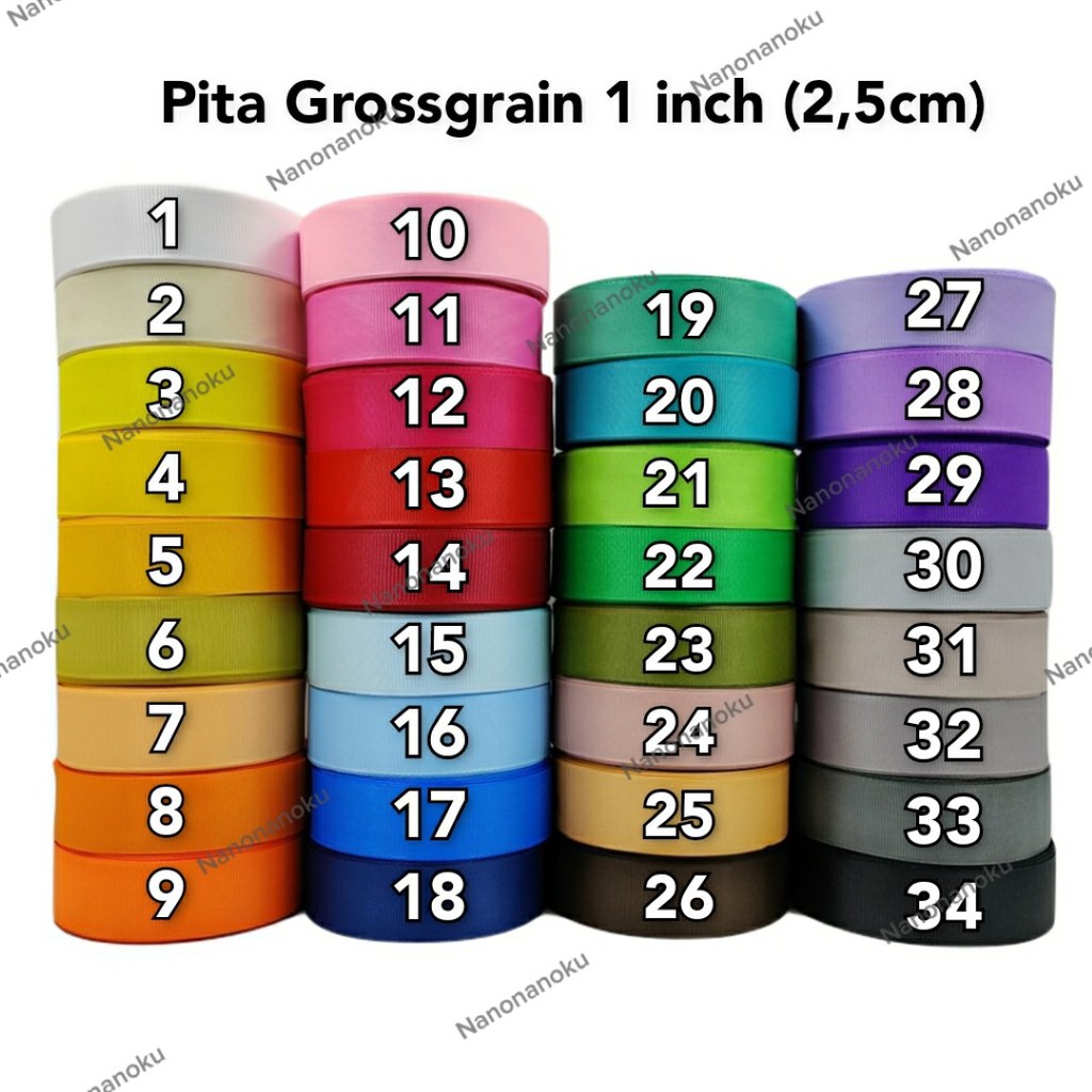 Pita Grossgrain 1 inch / Salur (2,5 cm) Gross Grain Per Rol/Gulung Hampers Souvenir Kado