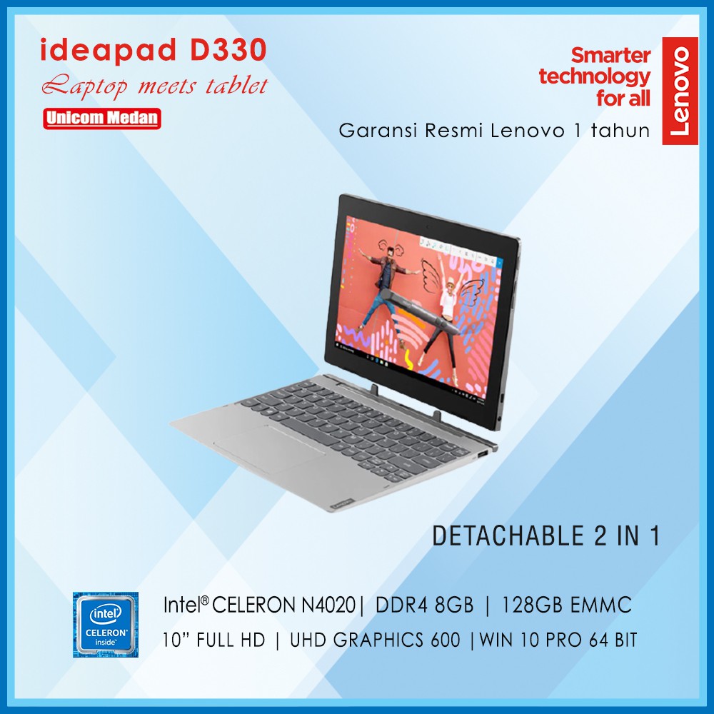 LENOVO IDEAPAD D330 TOUCHSCREEN 2 IN 1| INTEL N4020 | DDR4 8GB | 128GB | TABLET MODE