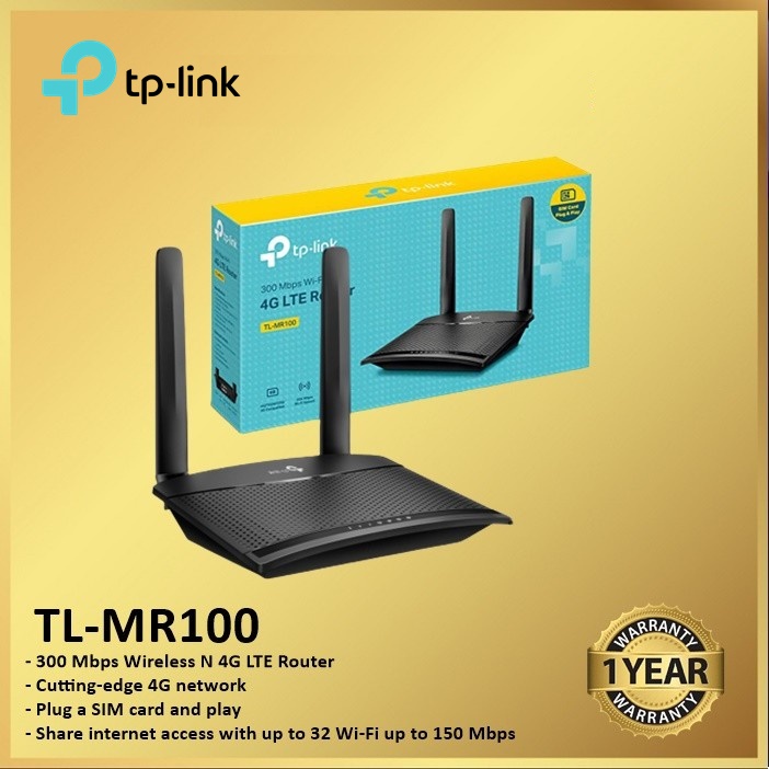 Tp-Link TL-MR100 300 Mbps Wireless N 4G LTE Router TP Link TL MR100