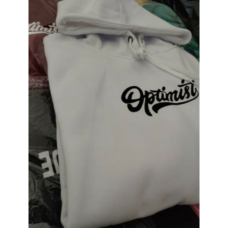 switer hodi putih OPTIMIST jaket pria/sweater pria/hoodie pria distro premium unisex high quallity