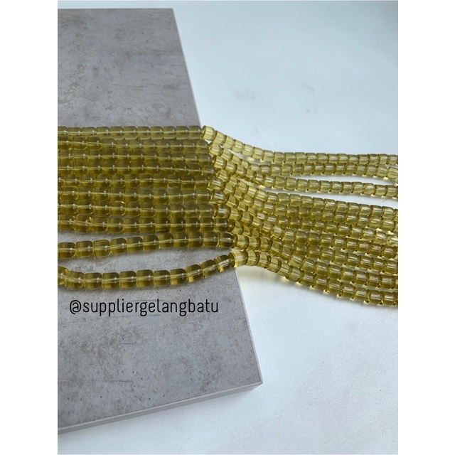 manik batu tabung 8mm yellow quartz kuning kuarsa bahan gelang kalung