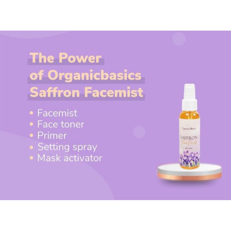 FACEMIST SAFFRON BY ORGANICBASIC HYALURONIC + WITCH HAZEL EXTRACT BPOM 100 ML