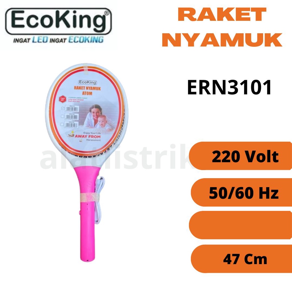 RAKET NYAMUK ECOKING ERN3101 / RAKET NYAMUK CAS / RAKET NYAMUK ATOM