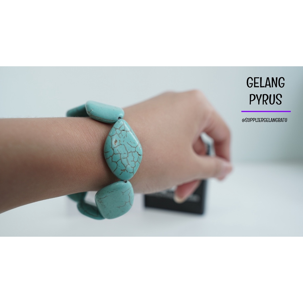 gelang Batu PIRUS BIRU WAJIK 20mm akik kado EKSLUSIF unik blue phyrus