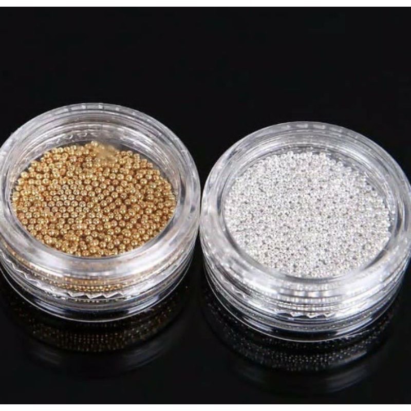 Micro caviar bead metal gold silver / caviar bead hiasan nail art biji nailart
