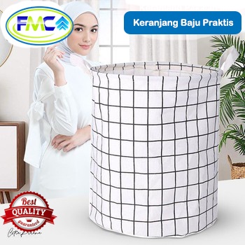 Keranjang Baju Laundry Bag Bulat Lipat Pakaian Kotor Bahan Kain Kanvas Tempat Pakaian Serbaguna Menampung Banyak