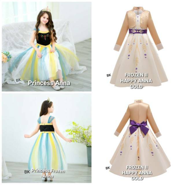 DRESS PRINCESS FROZEN ANNA / KOSTUM ANAK / GAUN PESTA ULANG TAHUN ANAK IMPORT BAGUS MEWAH