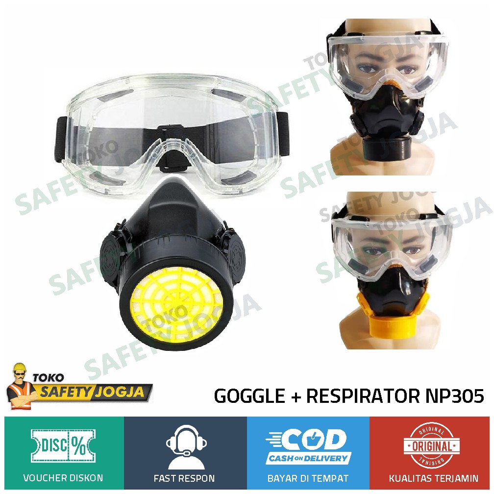 Paket Kacamata dan masker respirator NP305