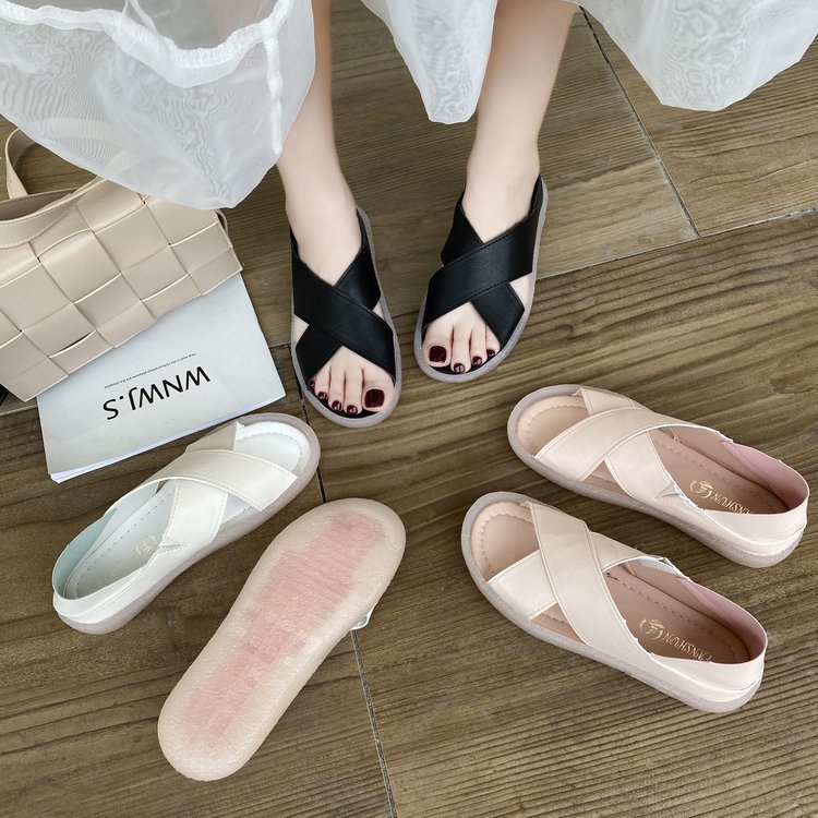 Sepatu Sandal Wanita Flatshoes murah terbaru loafers Import - Sendal Santai pink,Putih,Hitam-SW-6