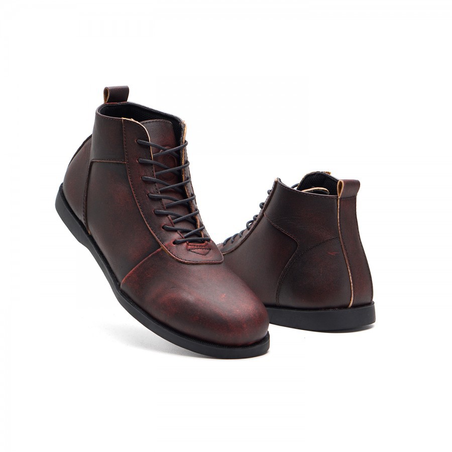 SVAND 01 MAROON | Sepatu Chukka Boots Kulit Asli pria motor
