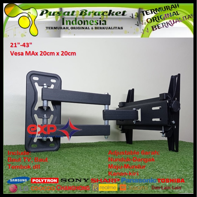 Bracket TV TOSHIBA 14 s/d 43 inch 6 ARAH FULL BESI SUPER KOKOH GARANSI 100% ORI