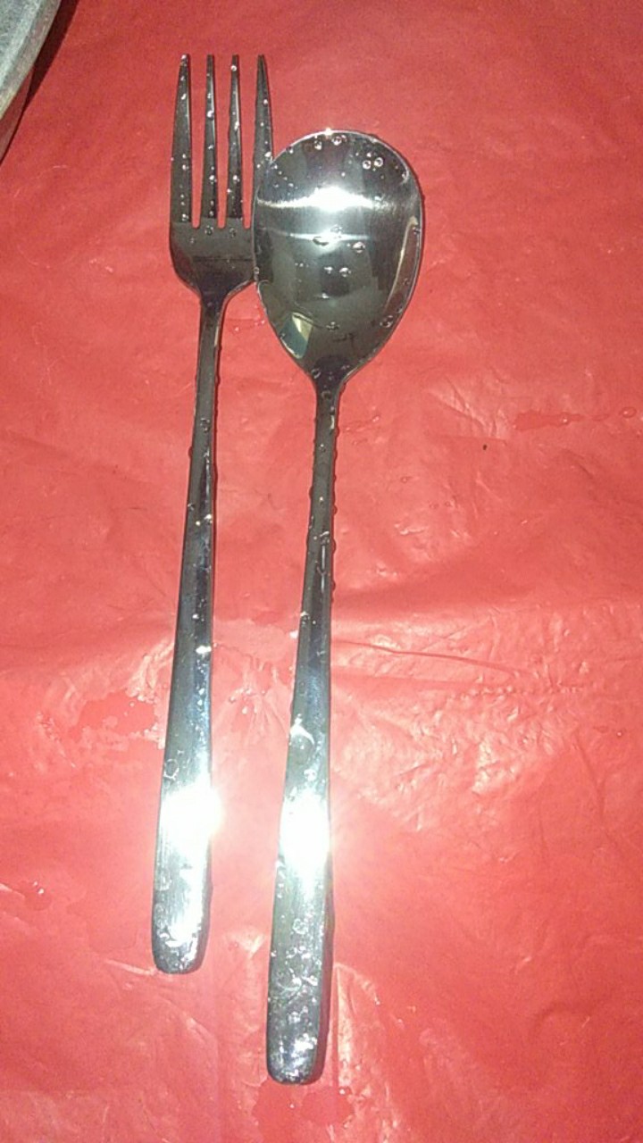 Sendok + Garpu Sujeo Korea Bahan Stainless Tebal Gagang Panjang