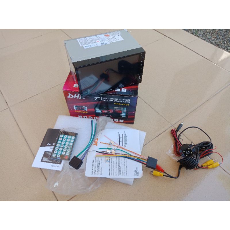 HeadUnit Double 2 Din DHD 4300 Body Panjang 7Inch Full Touch Screen + Kamera Mundur Rear Reverse Cam