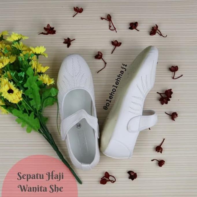 Top Seller..!! Sepatu Wanita Haji Umroh She/Sepatu Wanita Putih - Putih, 39