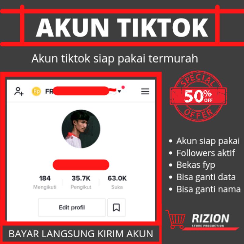 akun tiktok siap pakai 30k-39k foll. termurah