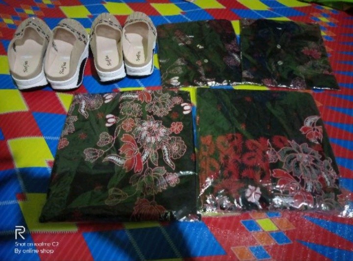 Batik Couple Keluarga Sania Ruffle Ori Ndoro Jowi Dnt Motif Jaring