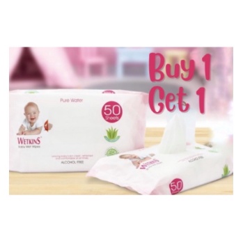 BUY 1 GET 1 Tissue Basah Wetkins Baby Blue Baby Pink