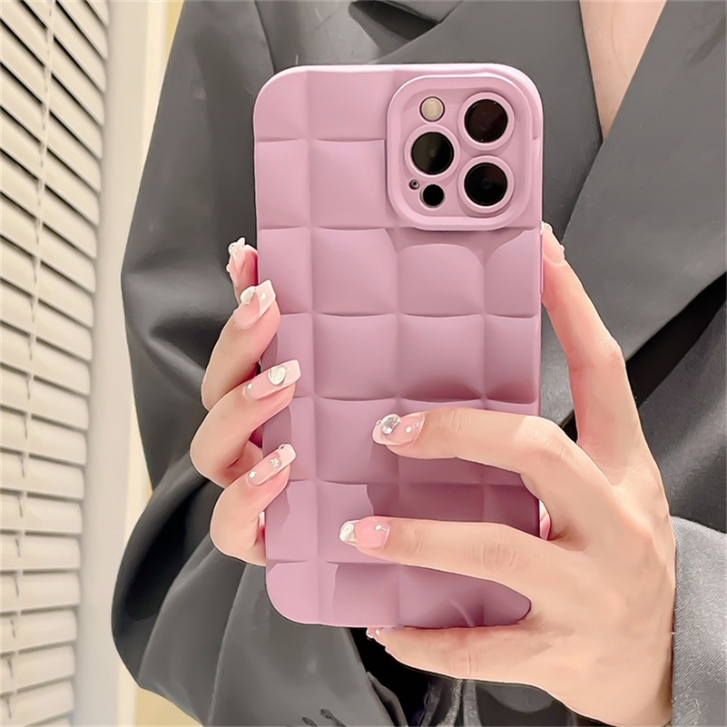 Soft Case Pelindung Kamera Bahan Silikon Bentuk Persegi 3D Warna Solid Untuk IPhone 14 13 12 11 Pro Max SE 2020 Xr X Xs Max 7 8 6 6s Plus